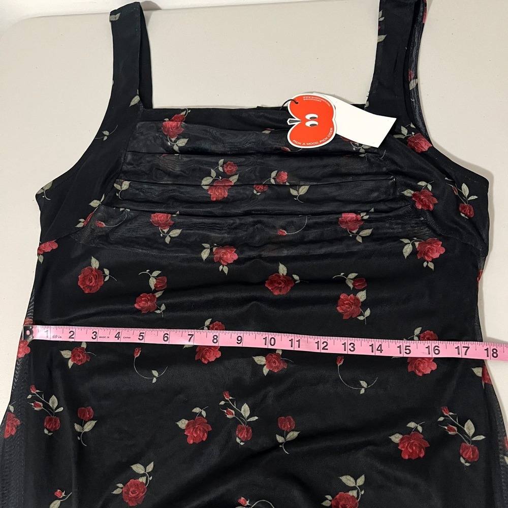 Cider Black Red Rose Floral Mesh Cowl Neck Mini‎ Dress Plus Size XL NWT - Picture 5 of 7